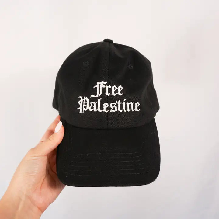 Black and White Free Palestine Embroidered Hat
