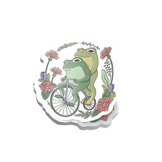 Cottagecore Frogs on Bicycle Sticker
