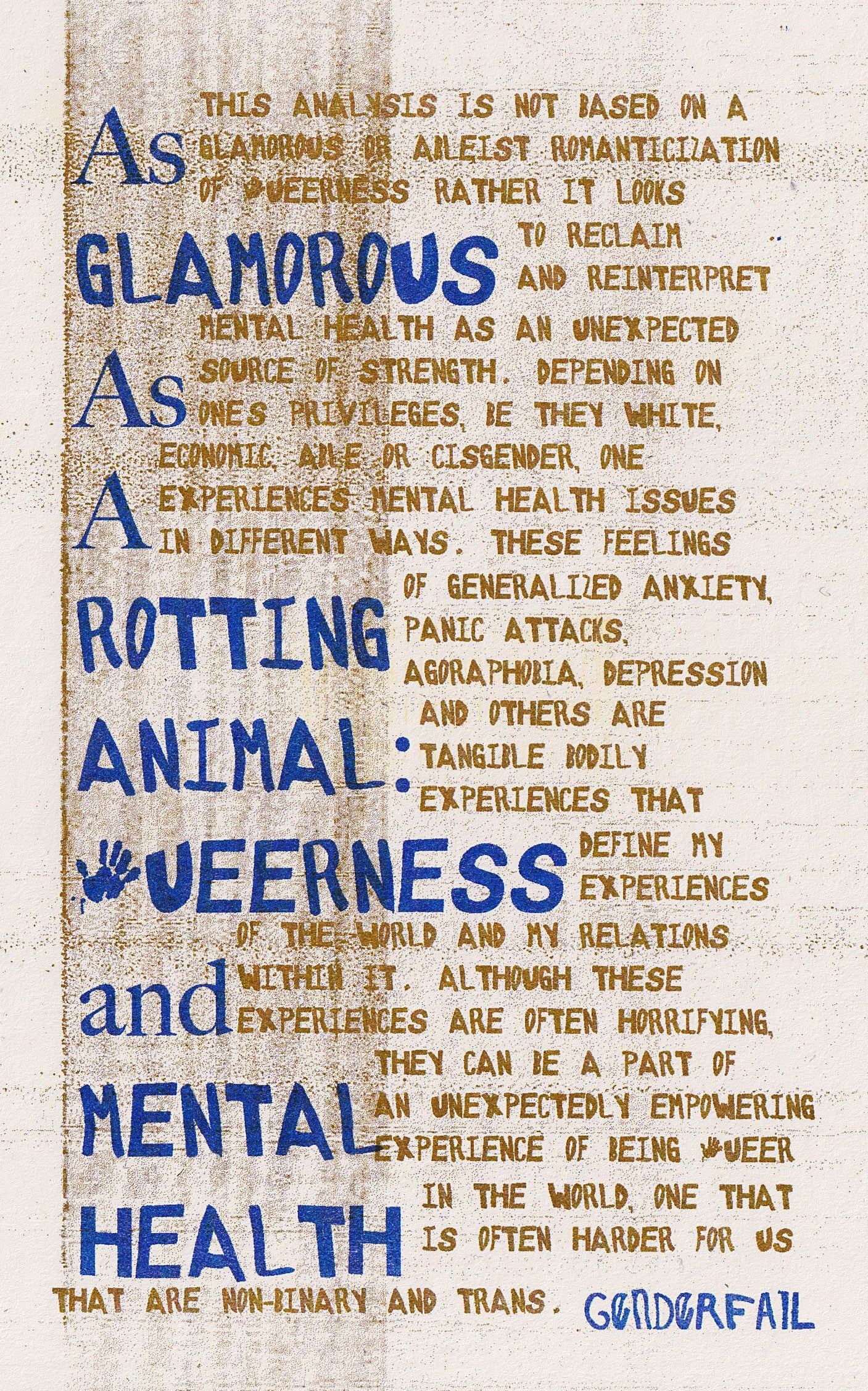 As Glamorous As A Rotting Animal: Queerness and Mental Health