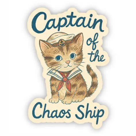 Captain of the Chaos Ship Sailor Cat Sticker