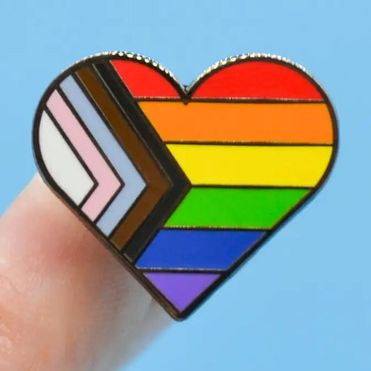 Progress Pride Flag Heart Pin