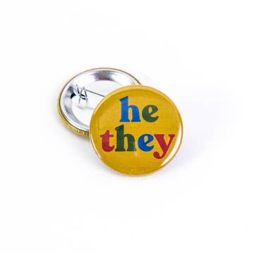 He/They Pronoun Button Pin