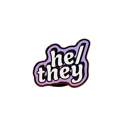 He/They Enamel Pin