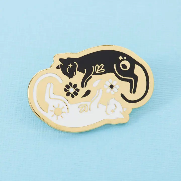 Twin Cats Black and White Pin