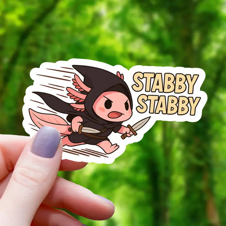 Axolotl Rogue Stabby Stabby Sticker