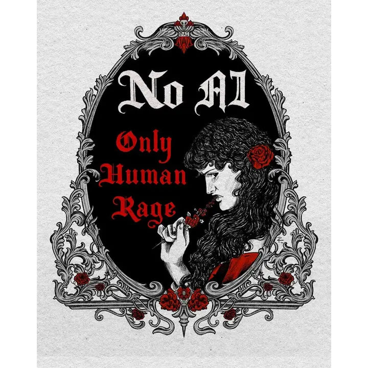 No AI Only Human Rage Art Print