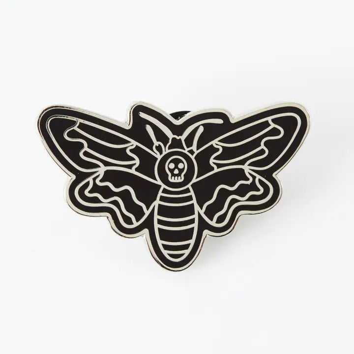 Black and Silver Death Head Moth Pin