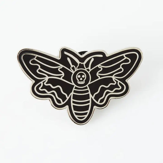 Black and Silver Death Head Moth Pin