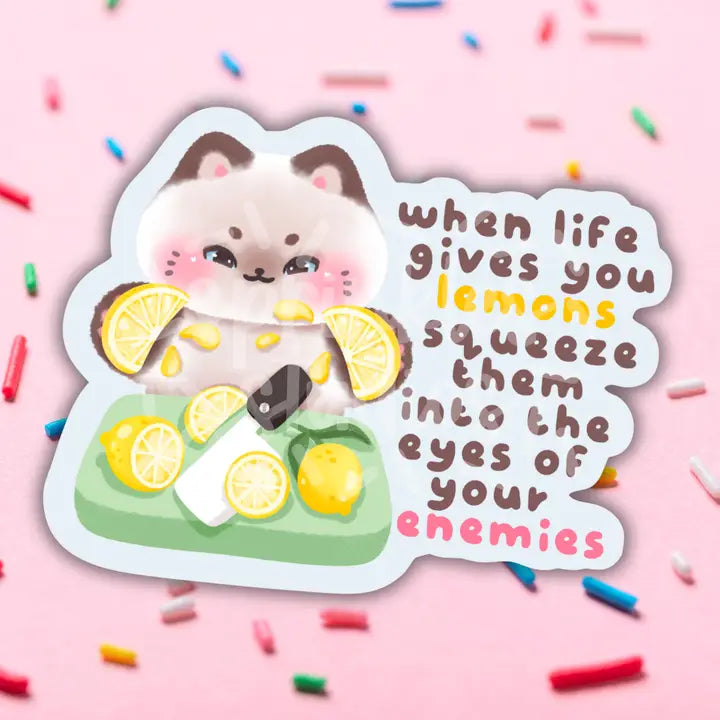 When Life Gives You Lemons Cat Sticker