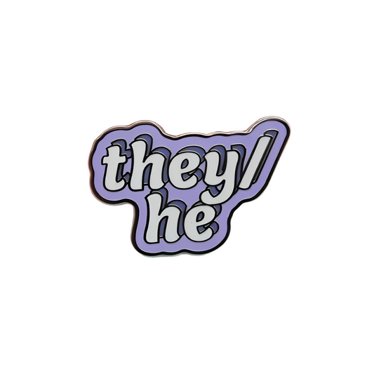 They/He Enamel Pin