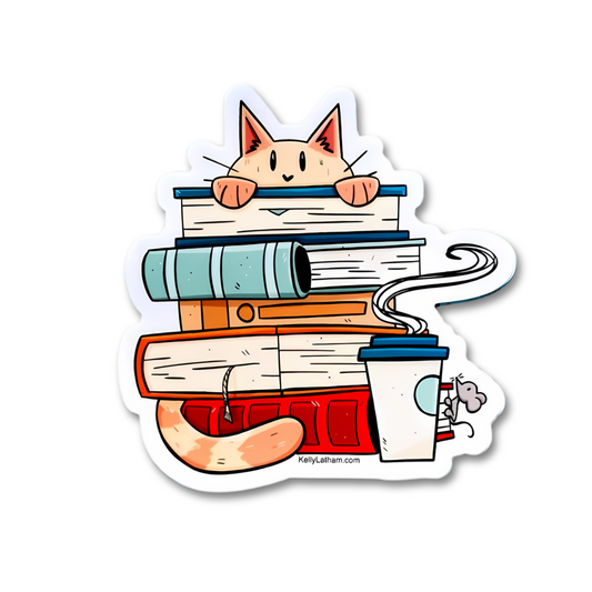 Cats Books and Coffee Sticker