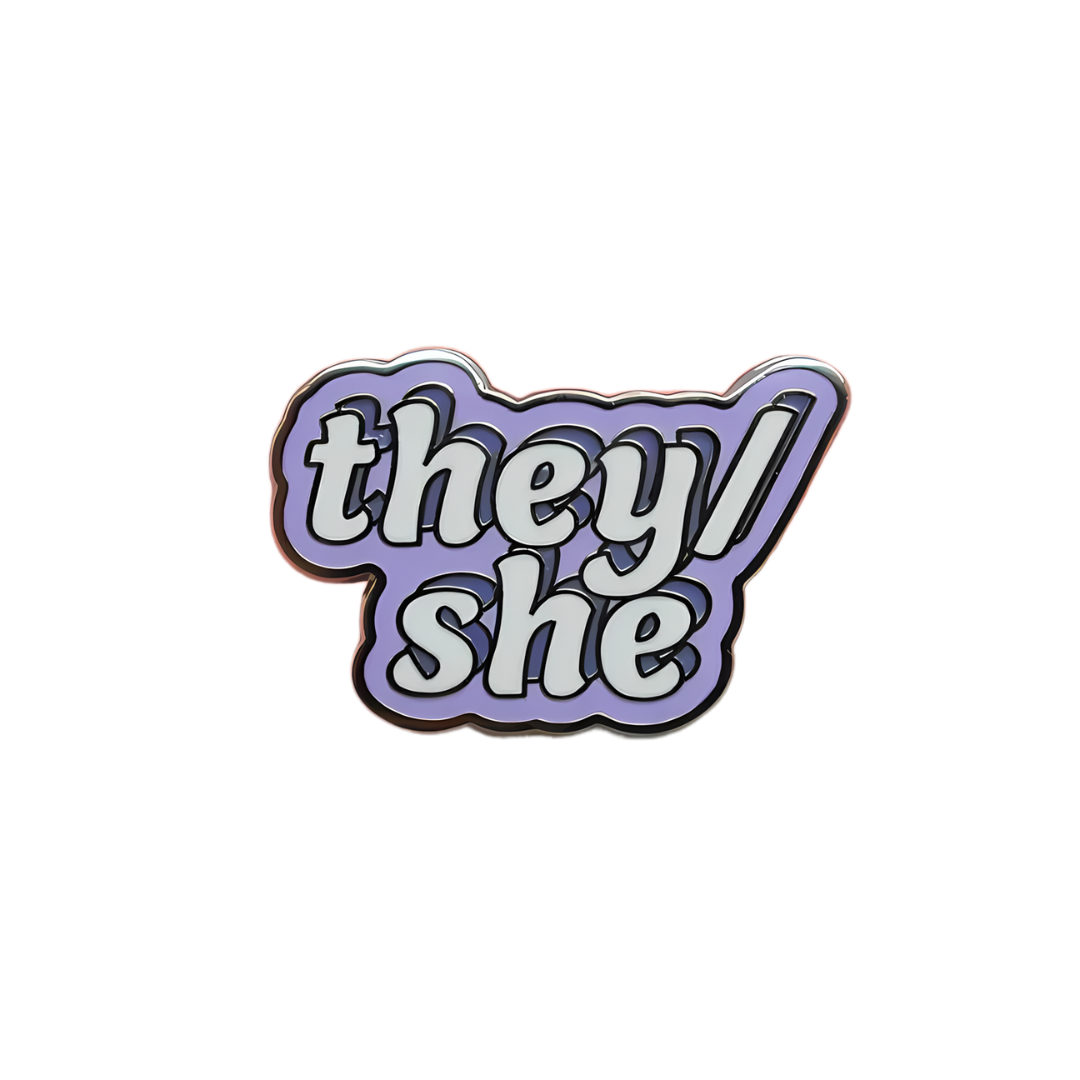 They/She Enamel Pin