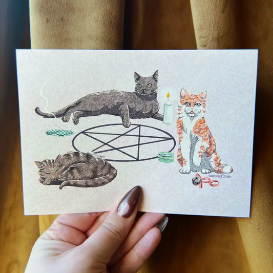 Cats and Pentagram Magic Ritual Coven Print