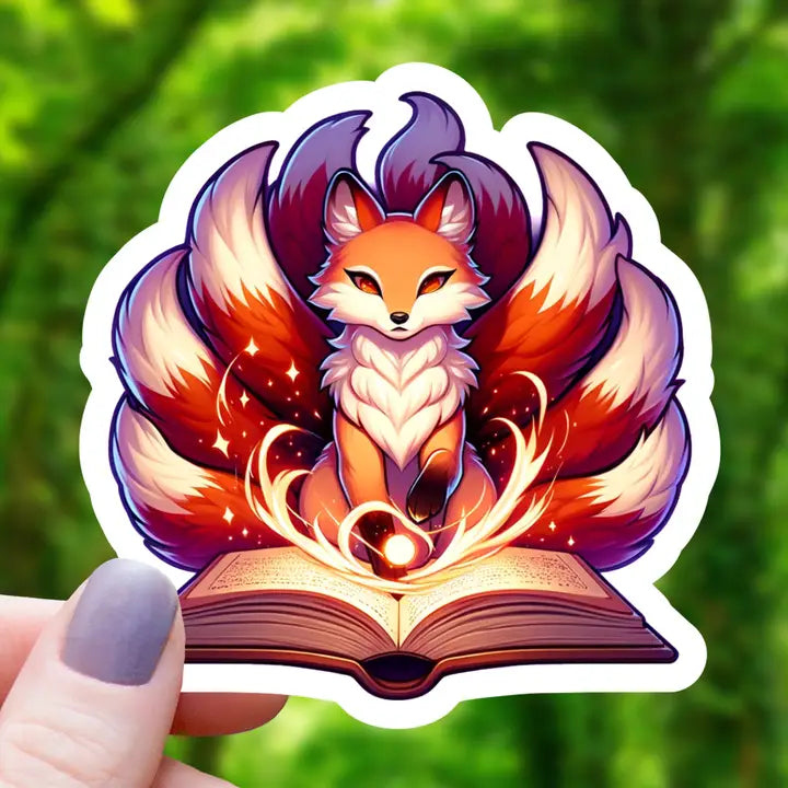 Reading Kitsune Fox Sticker