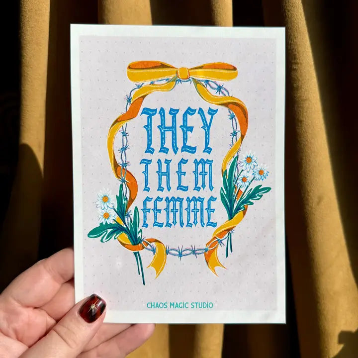 They Them Femme Floral Barbed Wire Print
