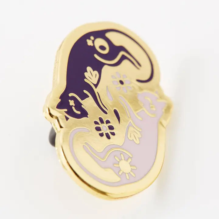 Twin Cats Purple and Pink Pin