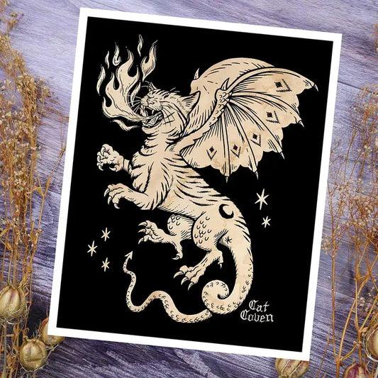 Cat Dragon Art Print