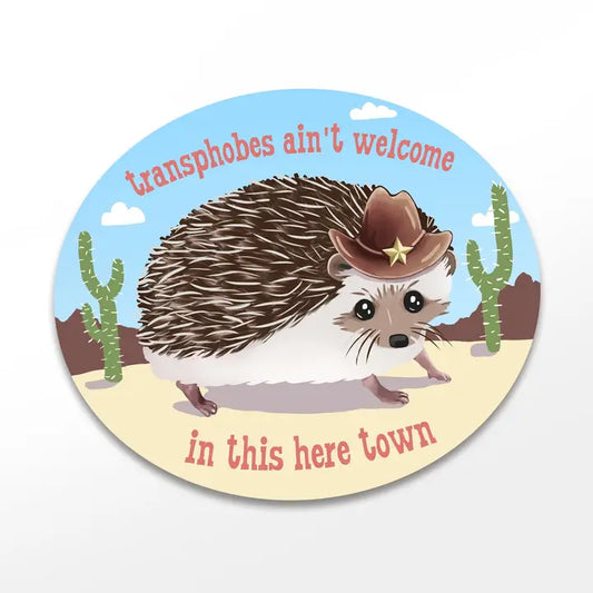 Transphobes Ain't Welcome Hedgehog Button Pin