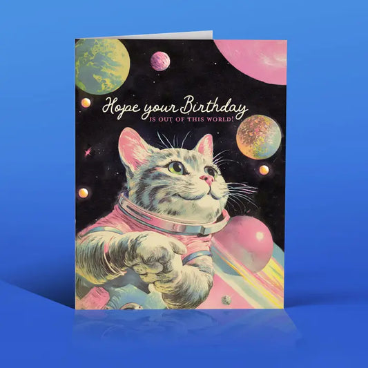 Out Of This World Space Cat Birthday Card