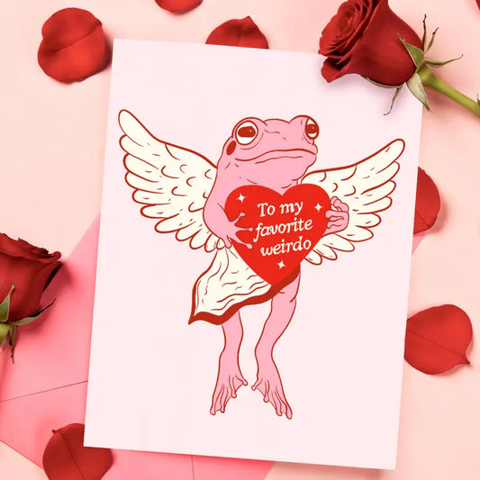 To My Favorite Weirdo Winged Frog Heart Card