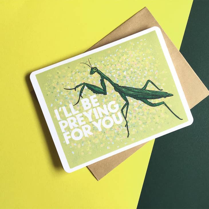 Preying For You | Funny Praying Mantis Card