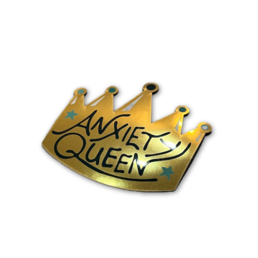 Metallic Gold Anxiety Queen Sticker