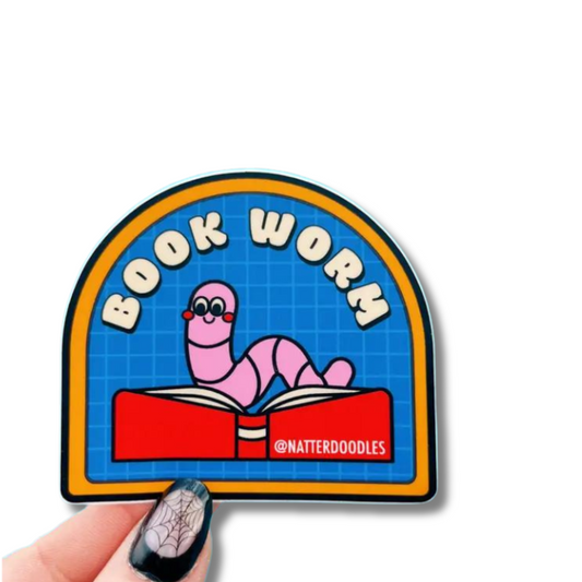 Book Worm Reading Sticker