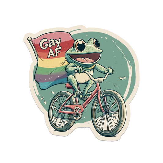 Gay AF Flag Bike Frog Sticker