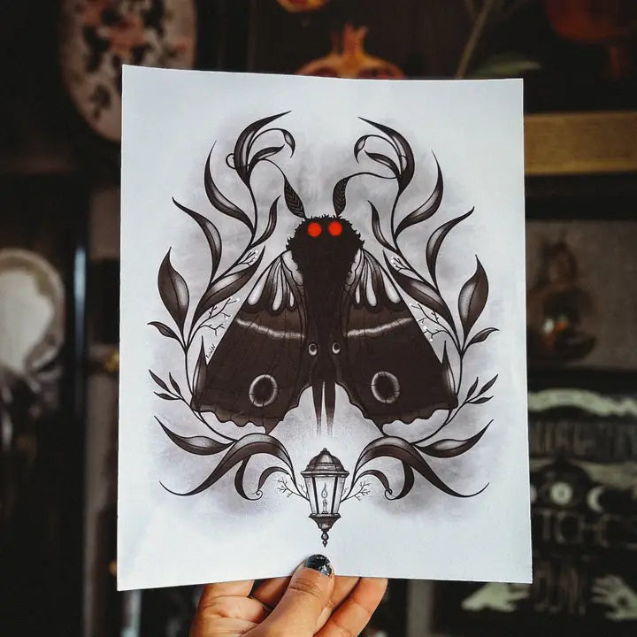 Mothman Cryptid Lantern Art Print
