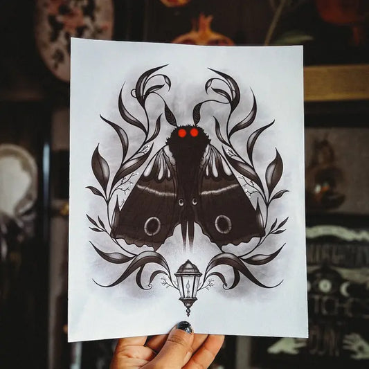 Mothman Cryptid Lantern Art Print