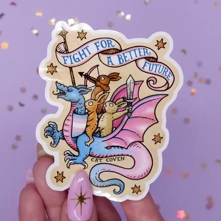 Fight For A Better Future Dragon and Rabbits Sticker