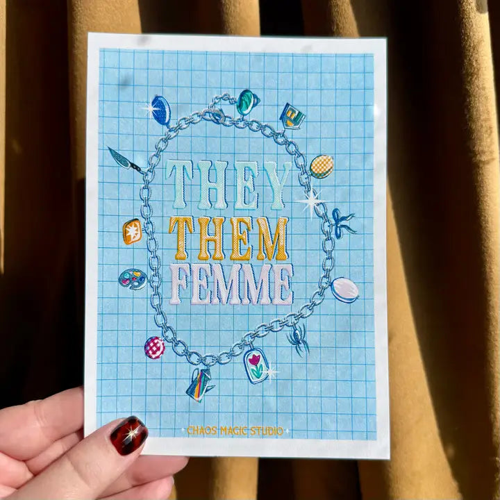 They Them Femme Floral Barbed Wire Print