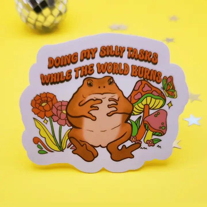 Doing My Silly Tasks Frog Sticker