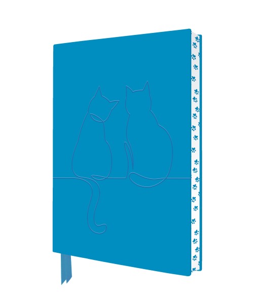 Artisan Art Two Happy Cats Blue Notebook (Lined)