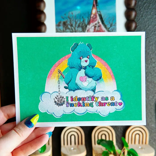 I Identify as a Fucking Threat Care Bear Print