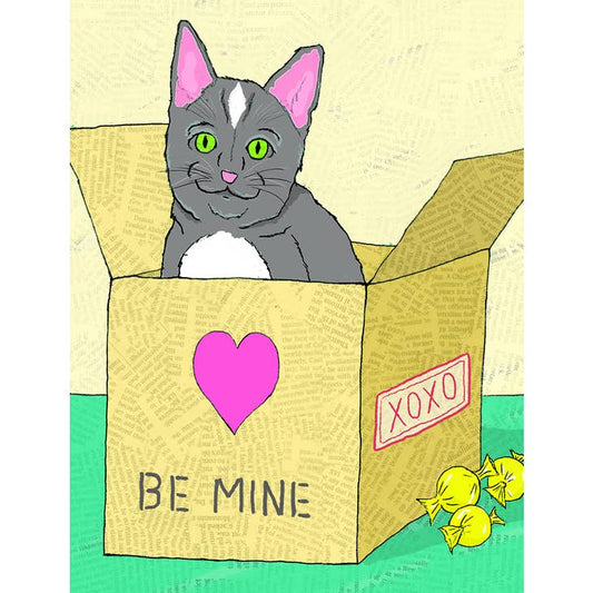 Be Mine Cat in Box Valentine's Day Love Card