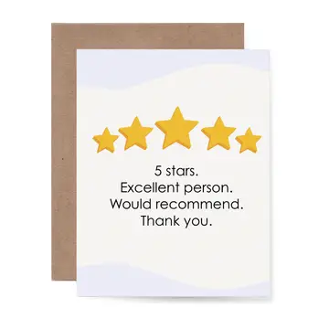 5 stars. Excellent person. Card