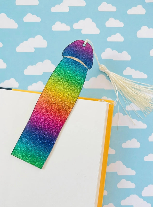 Glittery Rainbow Cockmark Bookmark