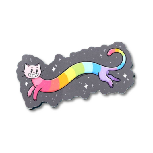 Rainbow Long Cat Waterproof Vinyl Sticker