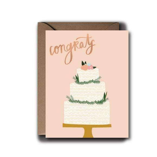 Congrats Floral Wedding Cake Card