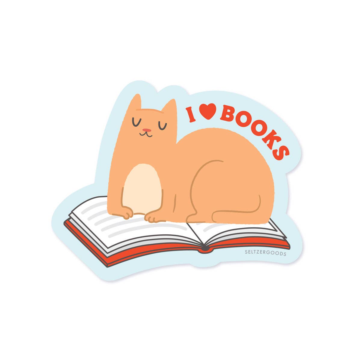 I Heart Books Cat Sticker